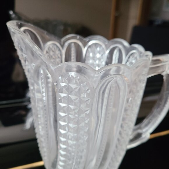 Antique clear glass pitcher EAPG Victorian Mckee Bros Doric swirl pattern. - Picture 2 of 8